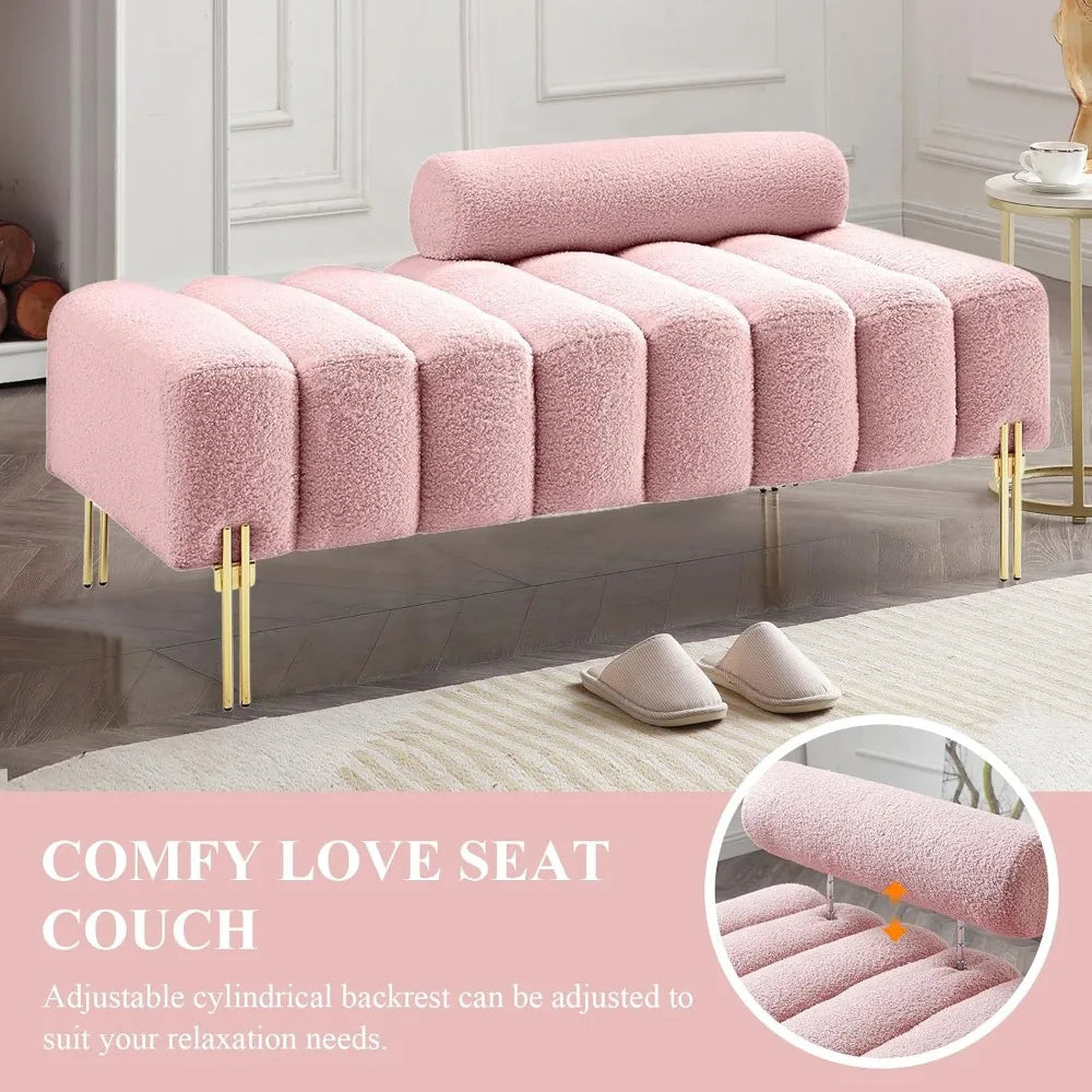Ottoman Bench With Upholstered Loveseat And Adjustable Backrest