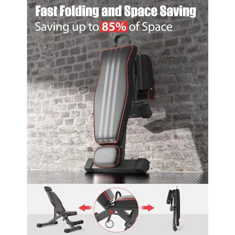 Adjustable Foldable Weight Bench 660LBS Home Gym Workout Bench Lifting Sit-up Exercise for Bench Press