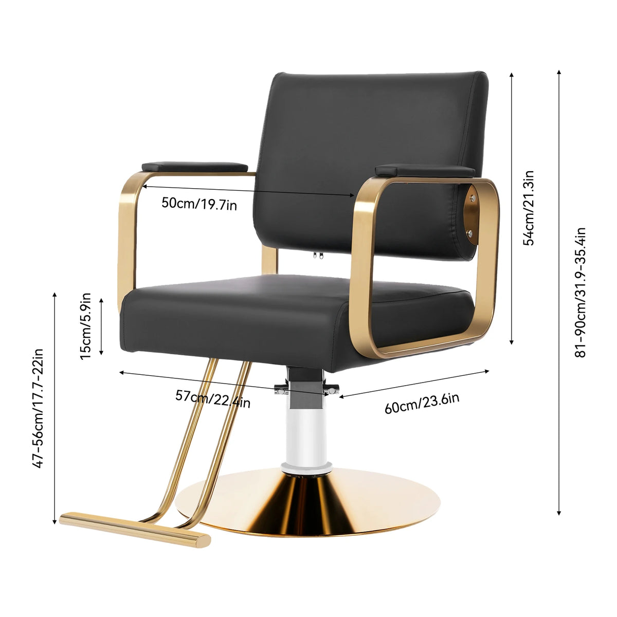 Hydraulic Rotating Salon Chair for Barbers and Stylists with Pump