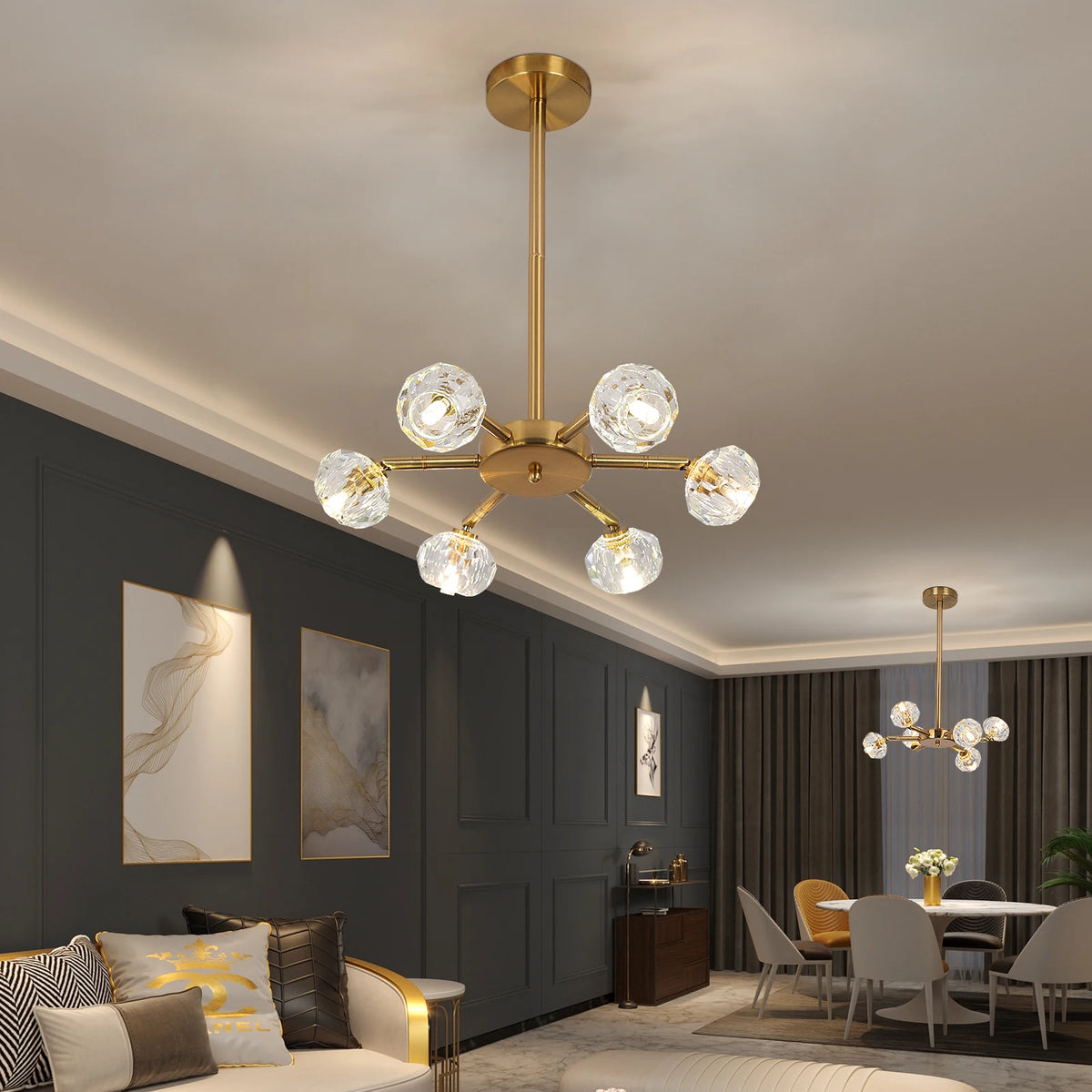 VETRULUS Modern LED Crystal Ball Pendant Light Chandelier