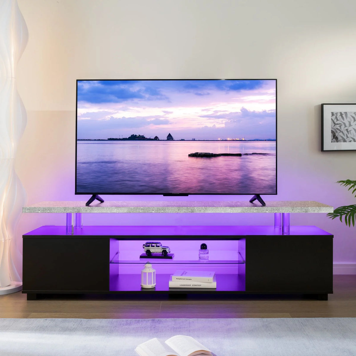 Cubehom TV Entertainment Center with Storage and Modern Design