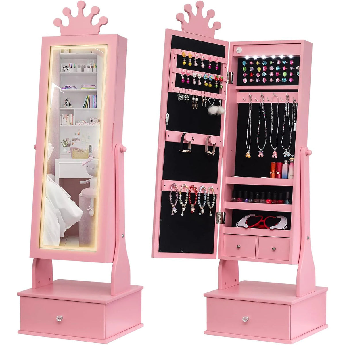 TWISTER CK Kids Jewelry Armoire With Full Length LED Mirror