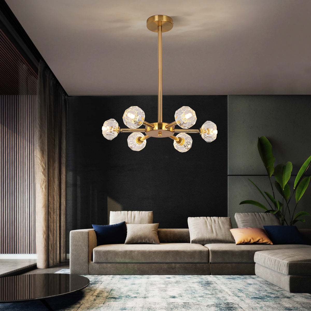 VETRULUS Modern LED Crystal Ball Pendant Light Chandelier