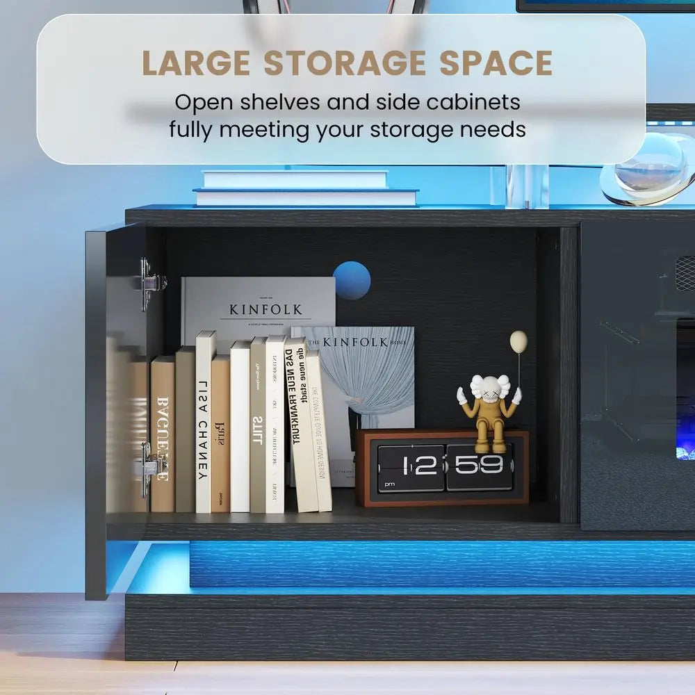 XMSJ Fireplace TV Stand with Electric Fireplace and Storage