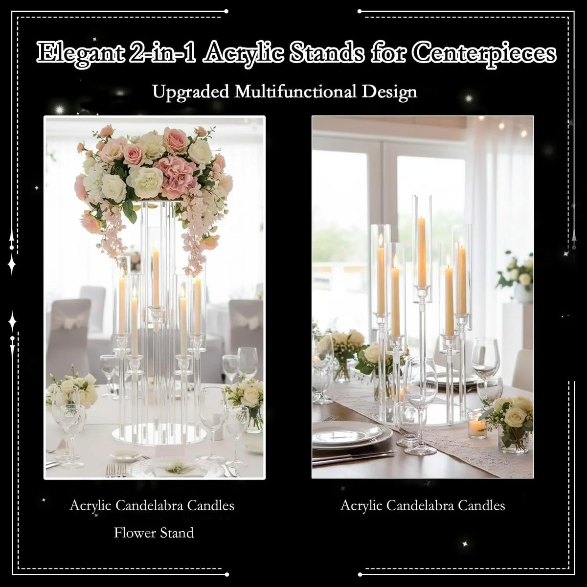 Vincigant Clear Acrylic Candelabra 5 Arm Led Candle Holder
