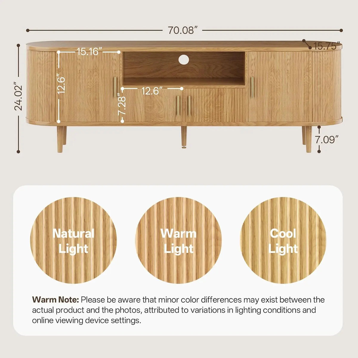 Mid Century Modern TV Stand With Storage And Adjustable Shelving