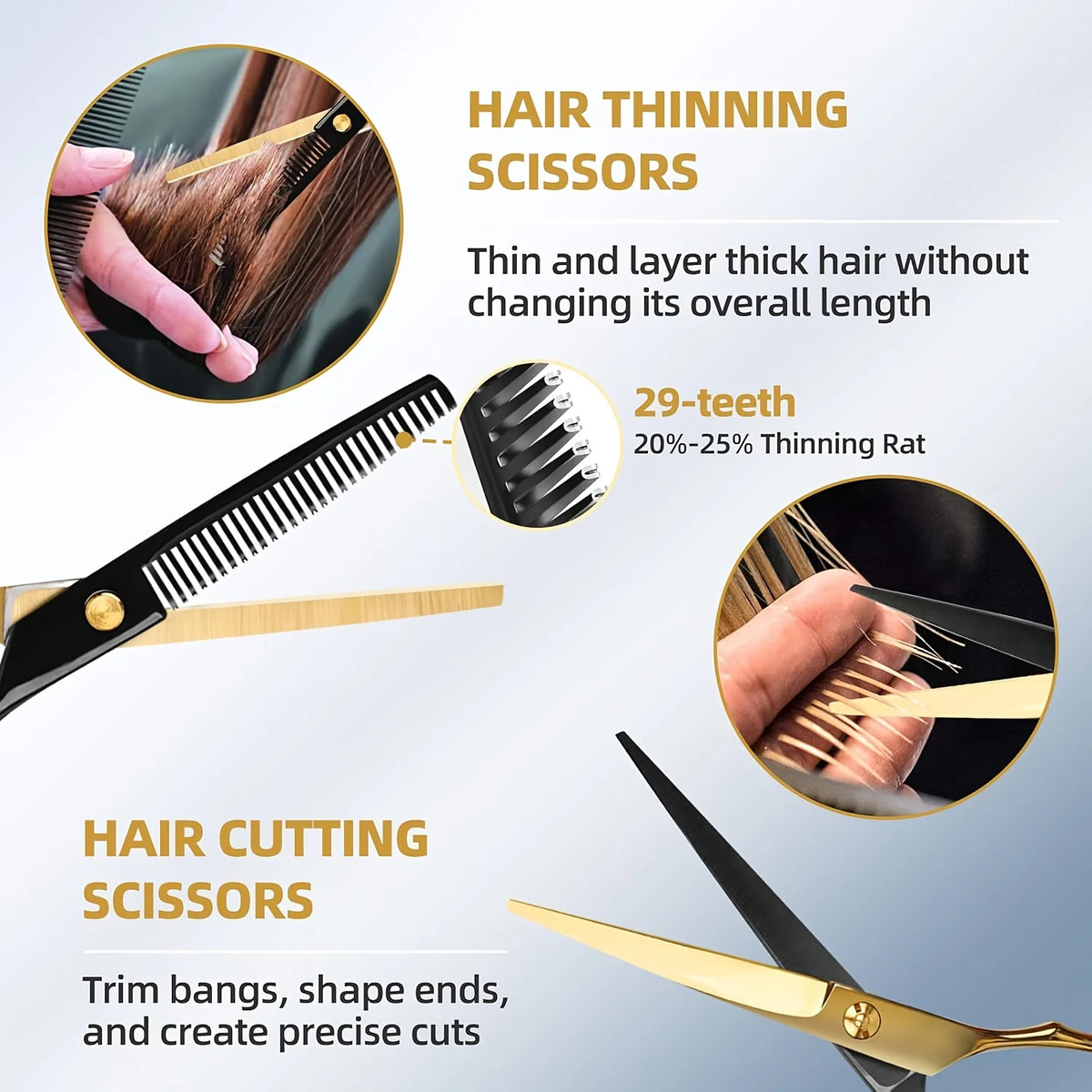 Professional Stainless Steel Hair Cutting Scissors Set Hairdressing Kit Cutting Thinning Shears Straight Razor Hair Combs Hair Clips Brush Storage Case Home Barbershop DIY Haircut Tools Perfect Gift for Dad Husband Boyfriend
