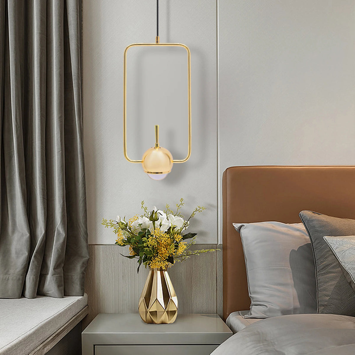 Bymaocar Rectangle Pendant Lamp Modern Ceiling Light Fixture