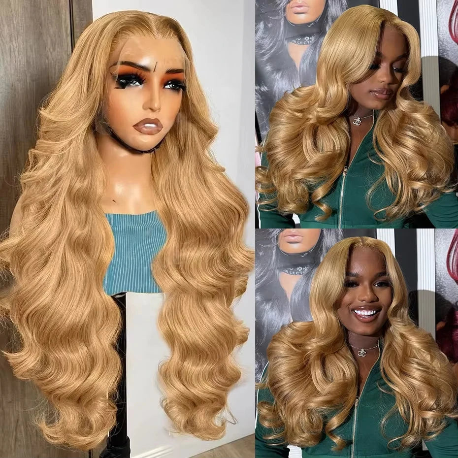 34 36inch 27 Honey Blonde Body Wave Wig Human Hair 13x6 Transparent Hd Lace Frontal Wig For Women 250 Density Brazilian Wigs