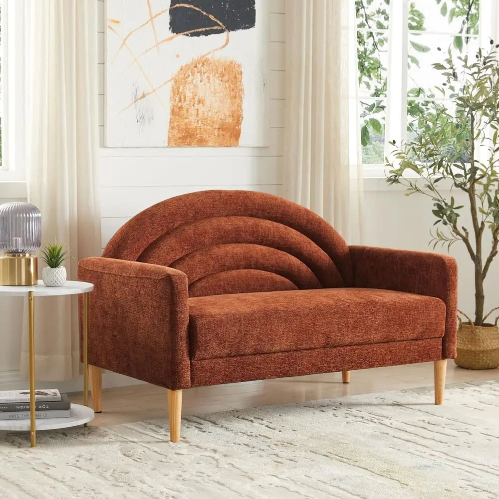 Compact Linen Upholstered Loveseat Sofa for Small Spaces