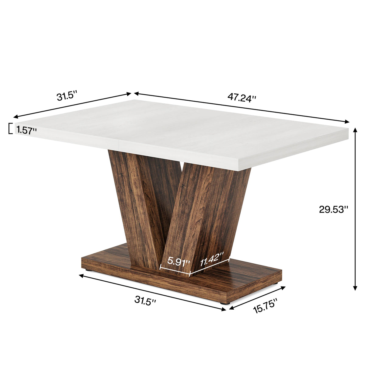 Tribesigns Dining Table For Four To Six With Heavy Duty Pedestal
