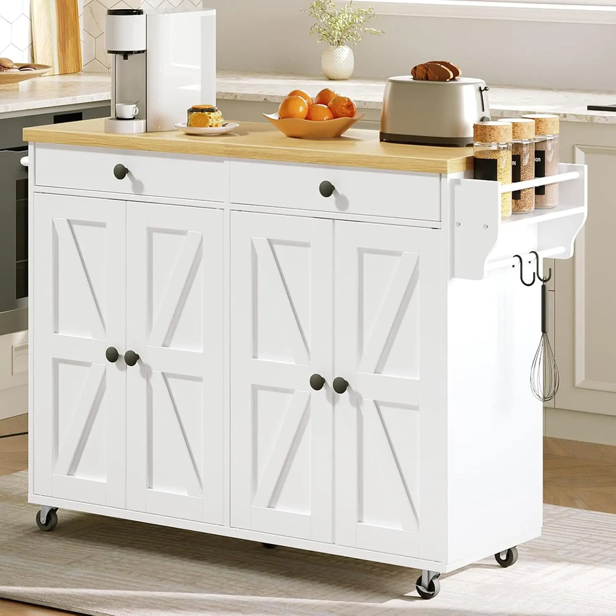 Kitchen Island With Power Outlet Rolling Cart With Storage Hooks