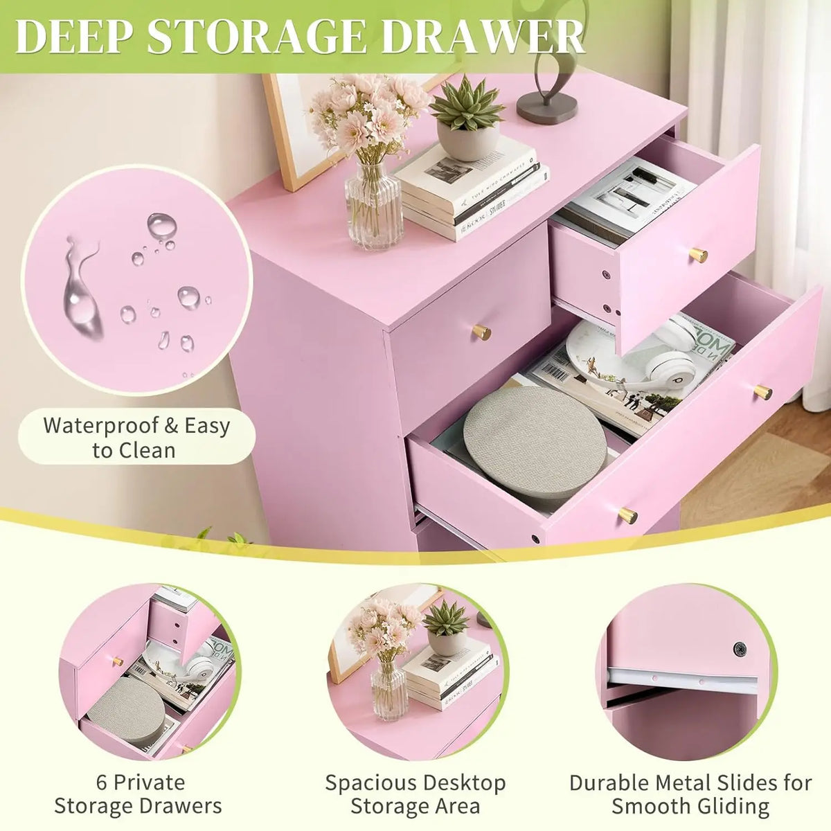 Modern Wood Dresser With AntiTipping Design And Handles