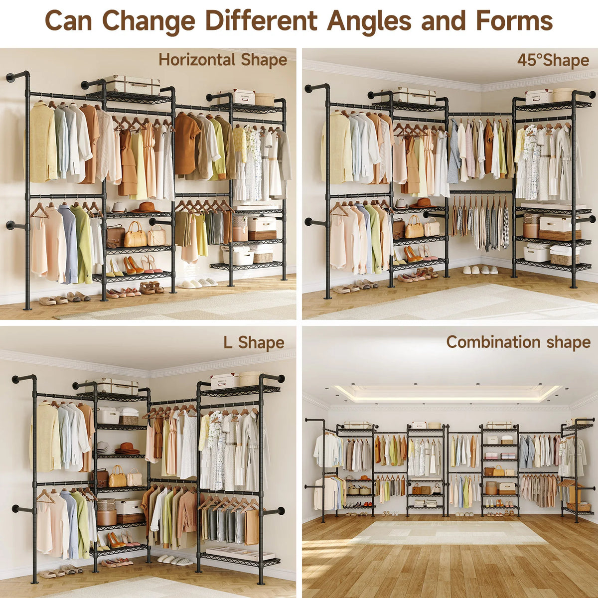 ONBRILL Wall Mounted Industrial Pipe Clothing Rack Organizer System