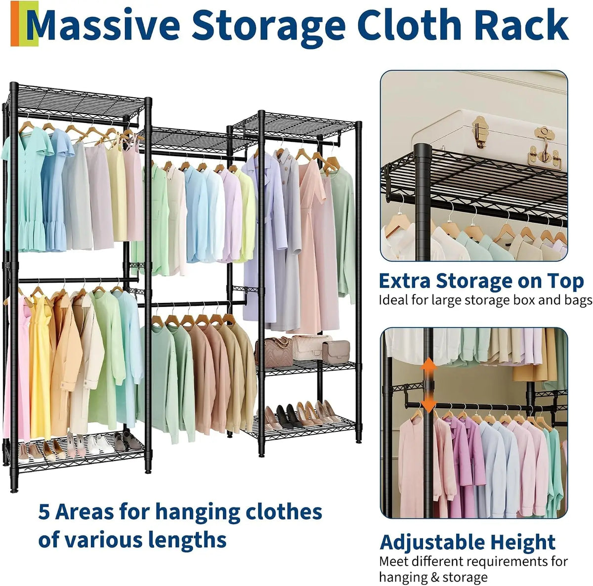 Garvee Freestanding Coat And Hat Rack With Five Hanging Bars