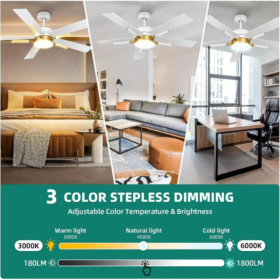 Modern 5-Blade Ceiling Fan Light With Crystal Rod Design Remote