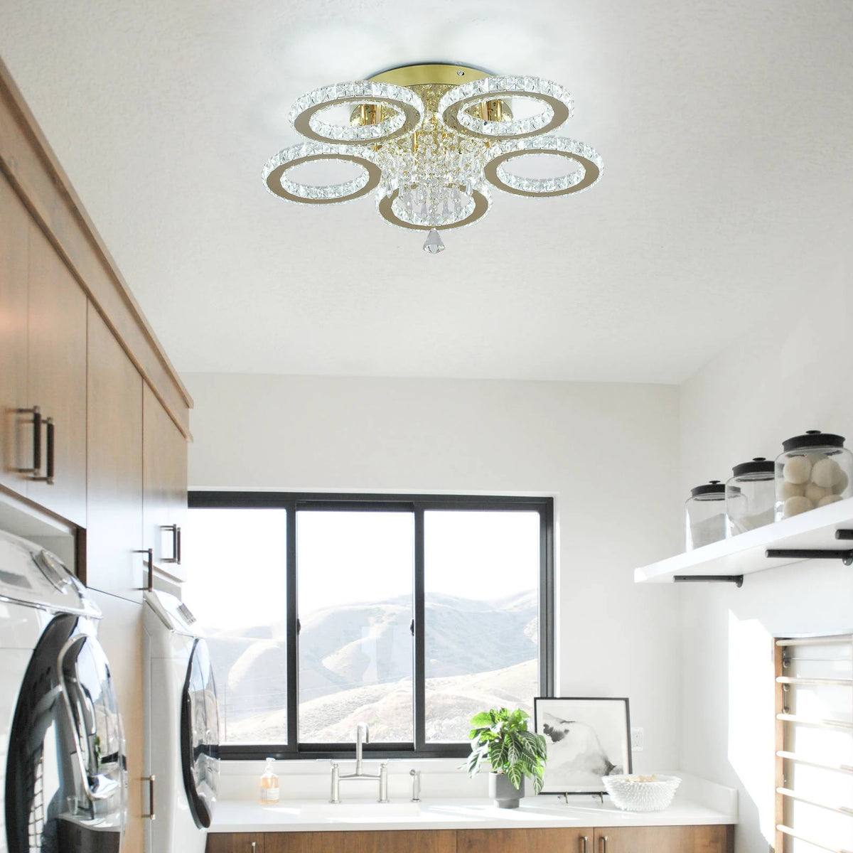 VETRULUS Modern LED Ceiling Light Crystal Chandelier For Living Room