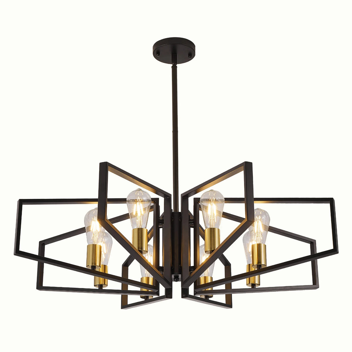 Modern 8-Light Geometric Pendant Chandelier With Adjustable Height