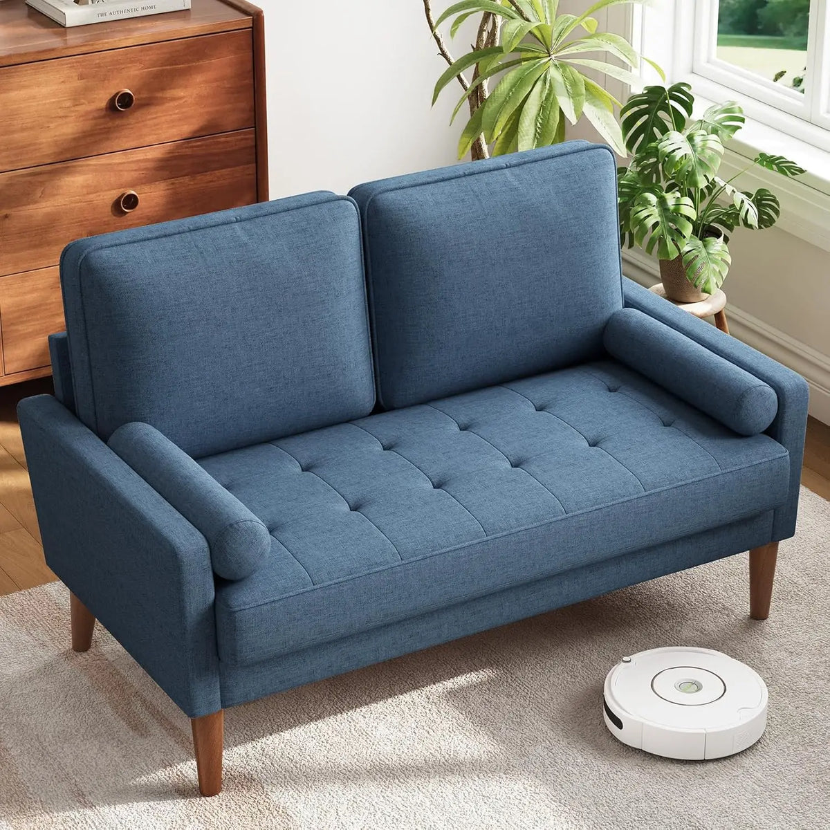 Vesgantti Mid Century Modern Velvet Loveseat Sofa With Wood Legs