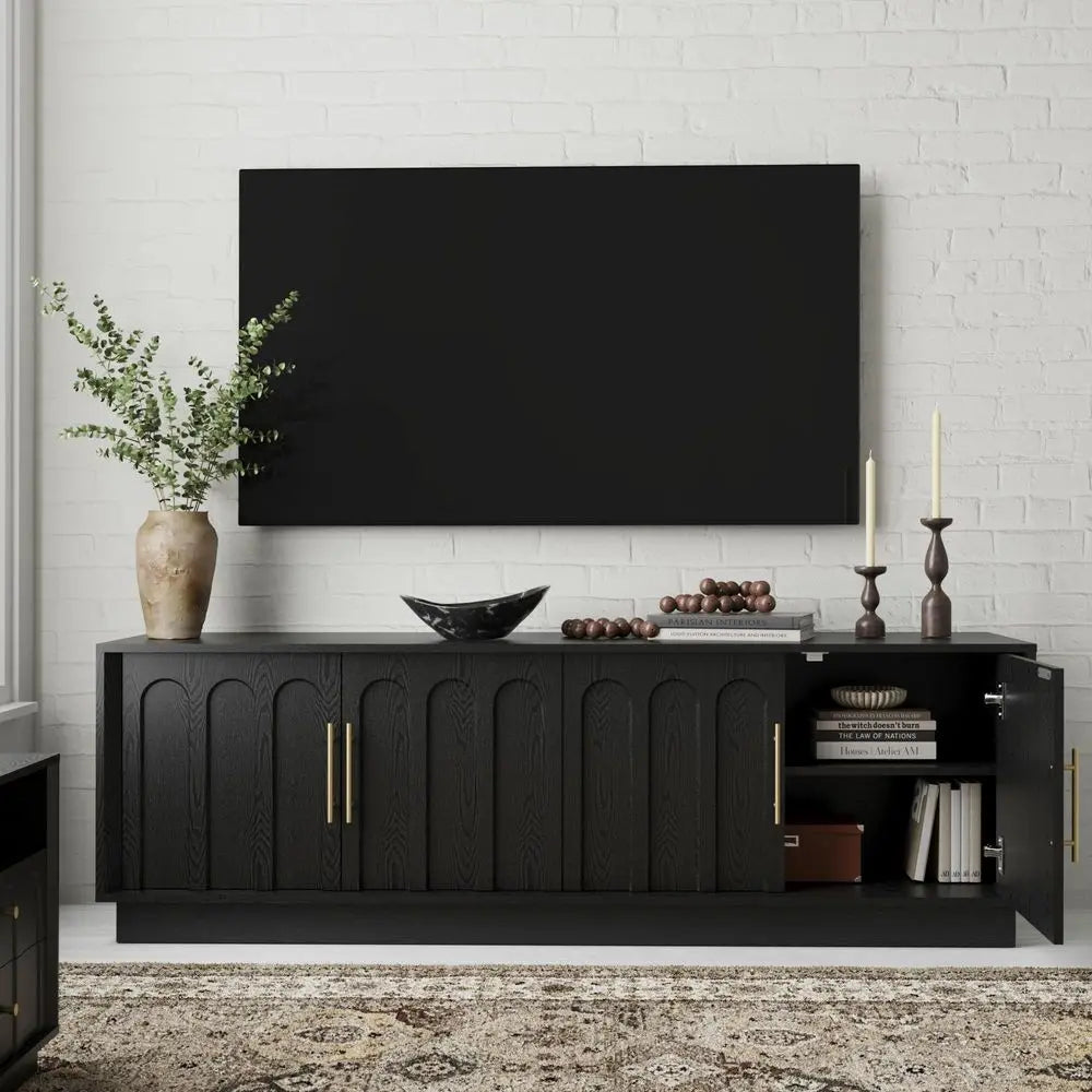 XMSJ Arched Mid Century Modern TV Stand With Adjustable Shelves