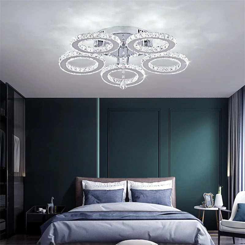 GreeLustr Crystal Ring Led Pendant Light Ceiling Lamp