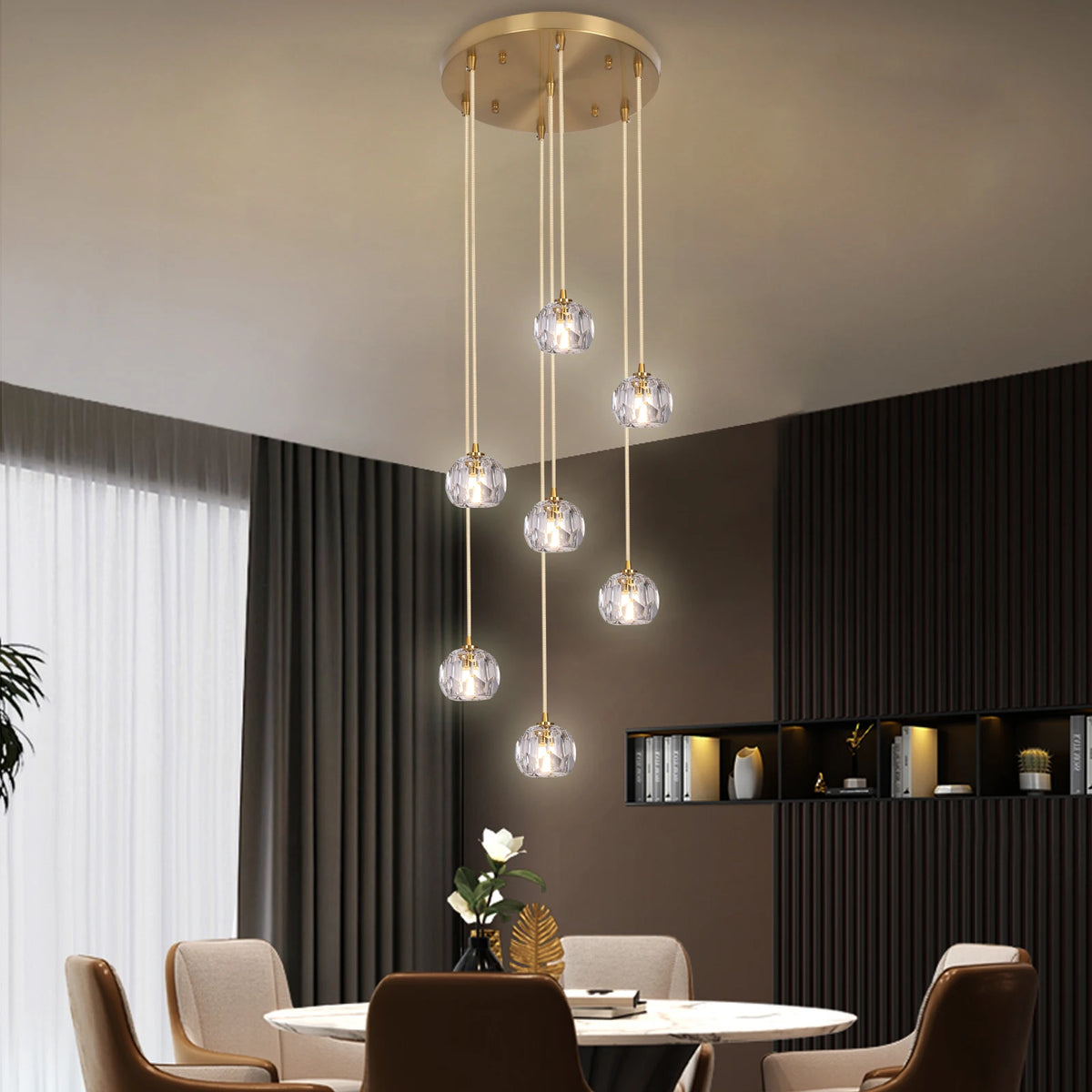 VETRULUS Modern LED Crystal Ball Pendant Light Chandelier