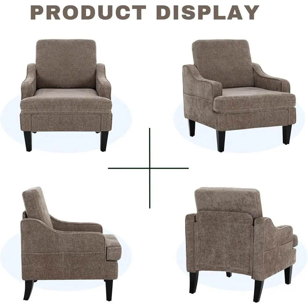 Accent Chair or Living Room,-Century Arm Chair Chenille abric Living Room Chairs,Upholstered Reading Chair or Bedroom,Single Soa