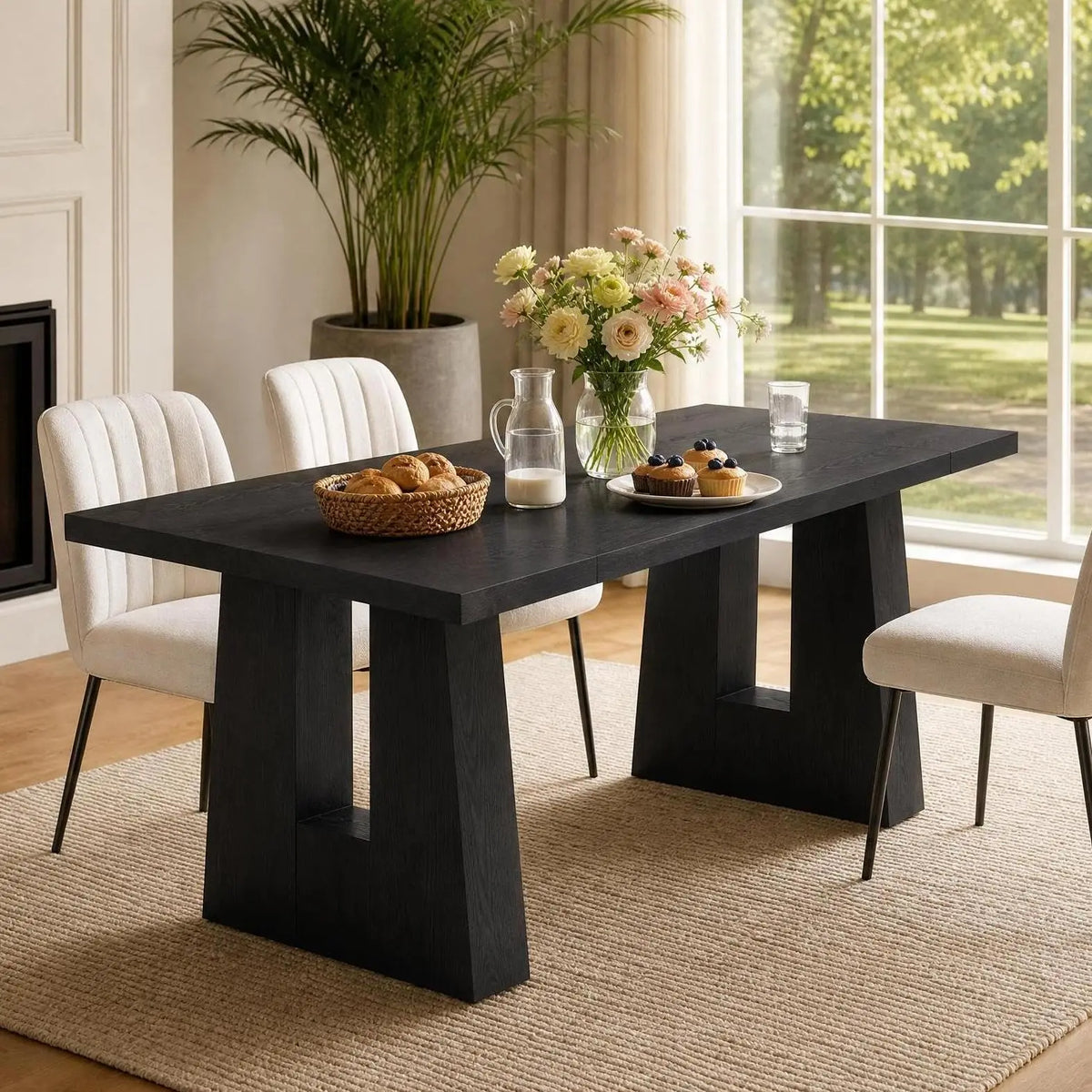Modern Wooden Dining Table With Heavy Duty Legs For Home