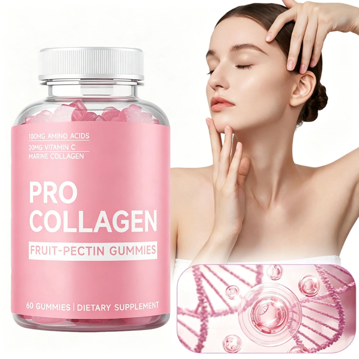 Biotin Gummies For Hair Skin Nails Support Collagen Boost