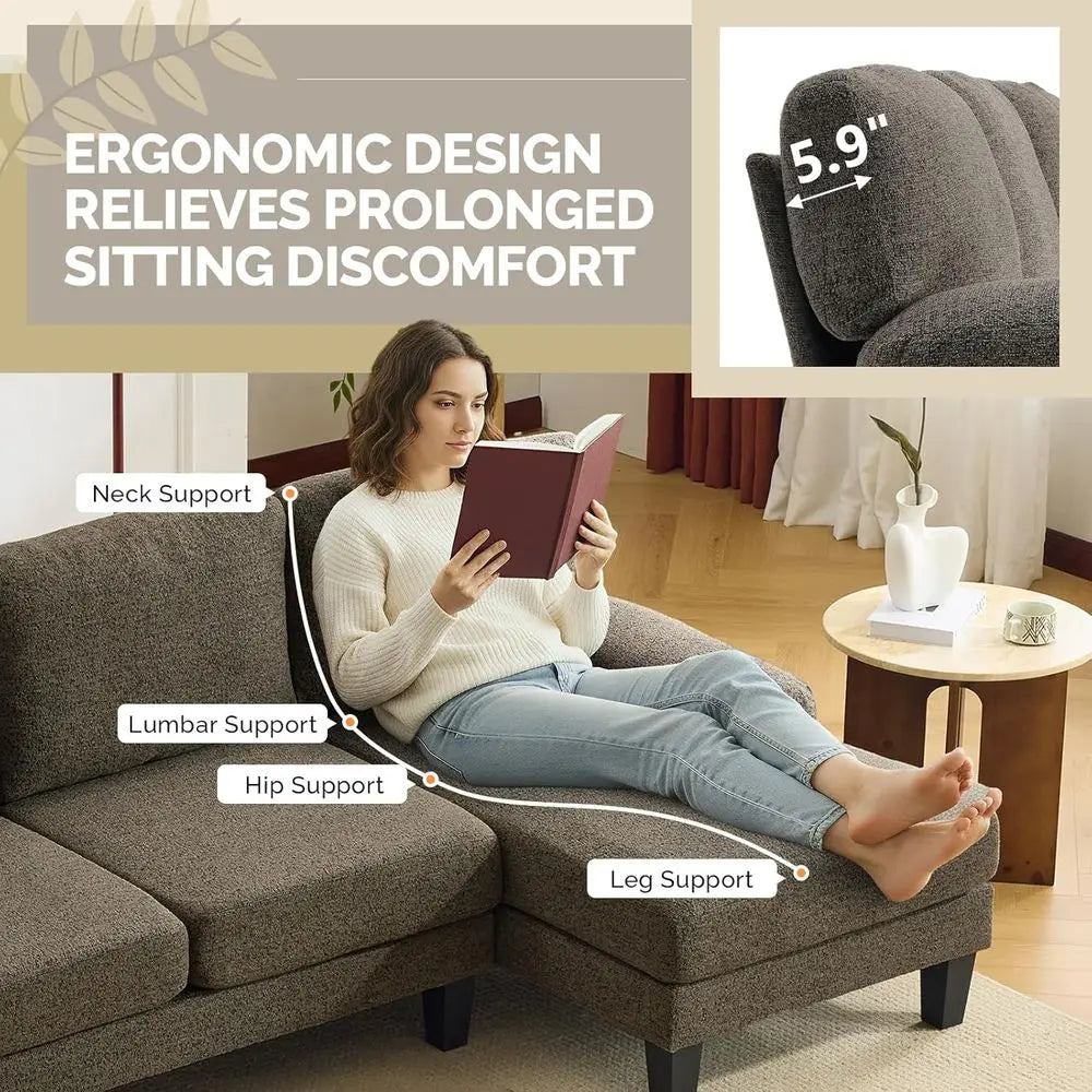 U Shaped Sectional Couch With Two Chaise Lounges And Chenille Upholstery
