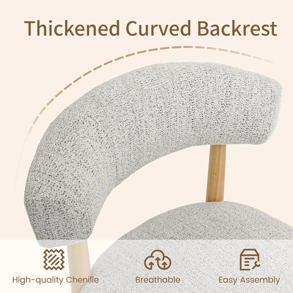 XMSJ Modern Upholstered Wooden Dining Chairs With Curved Backrests