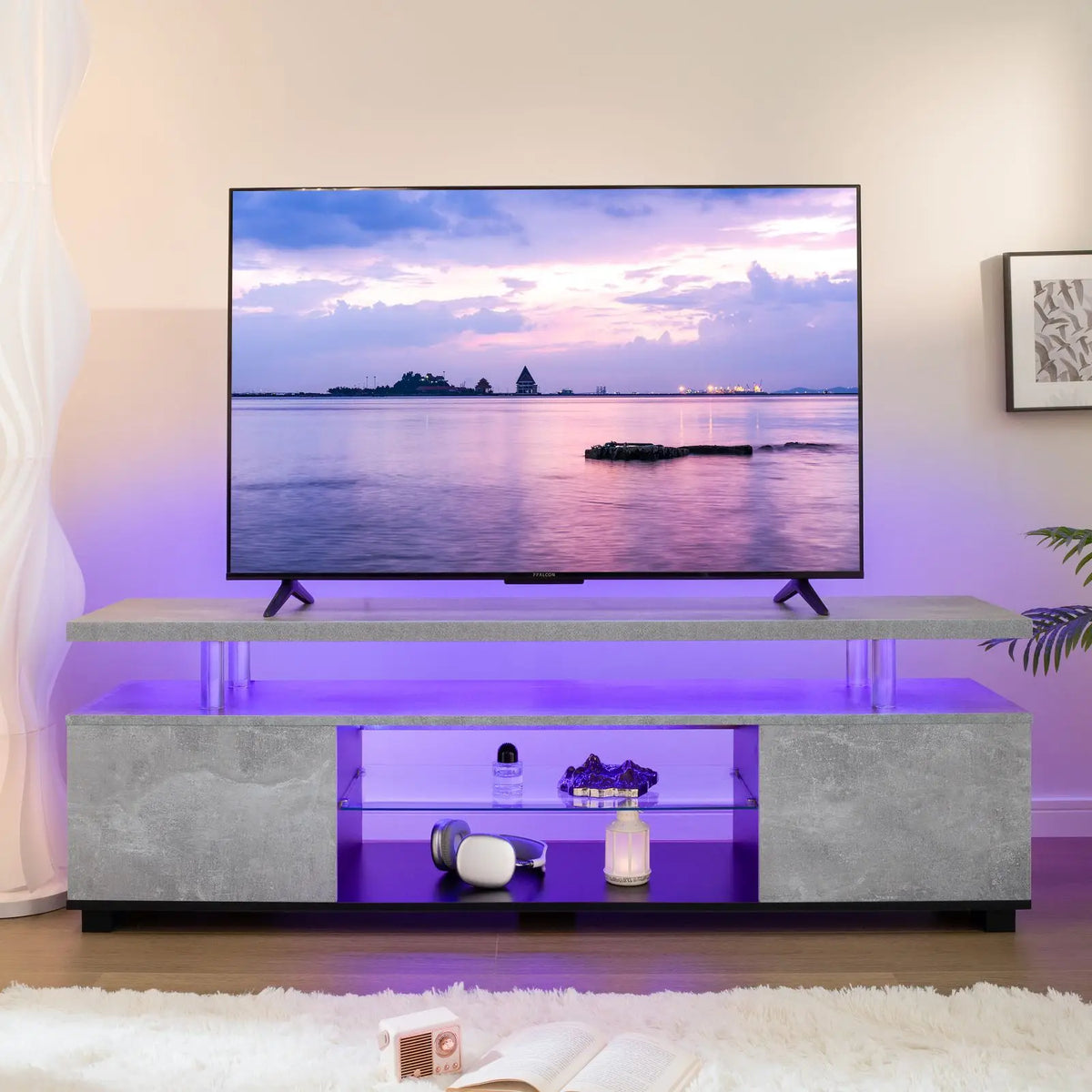 Cubehom TV Entertainment Center with Storage and Modern Design