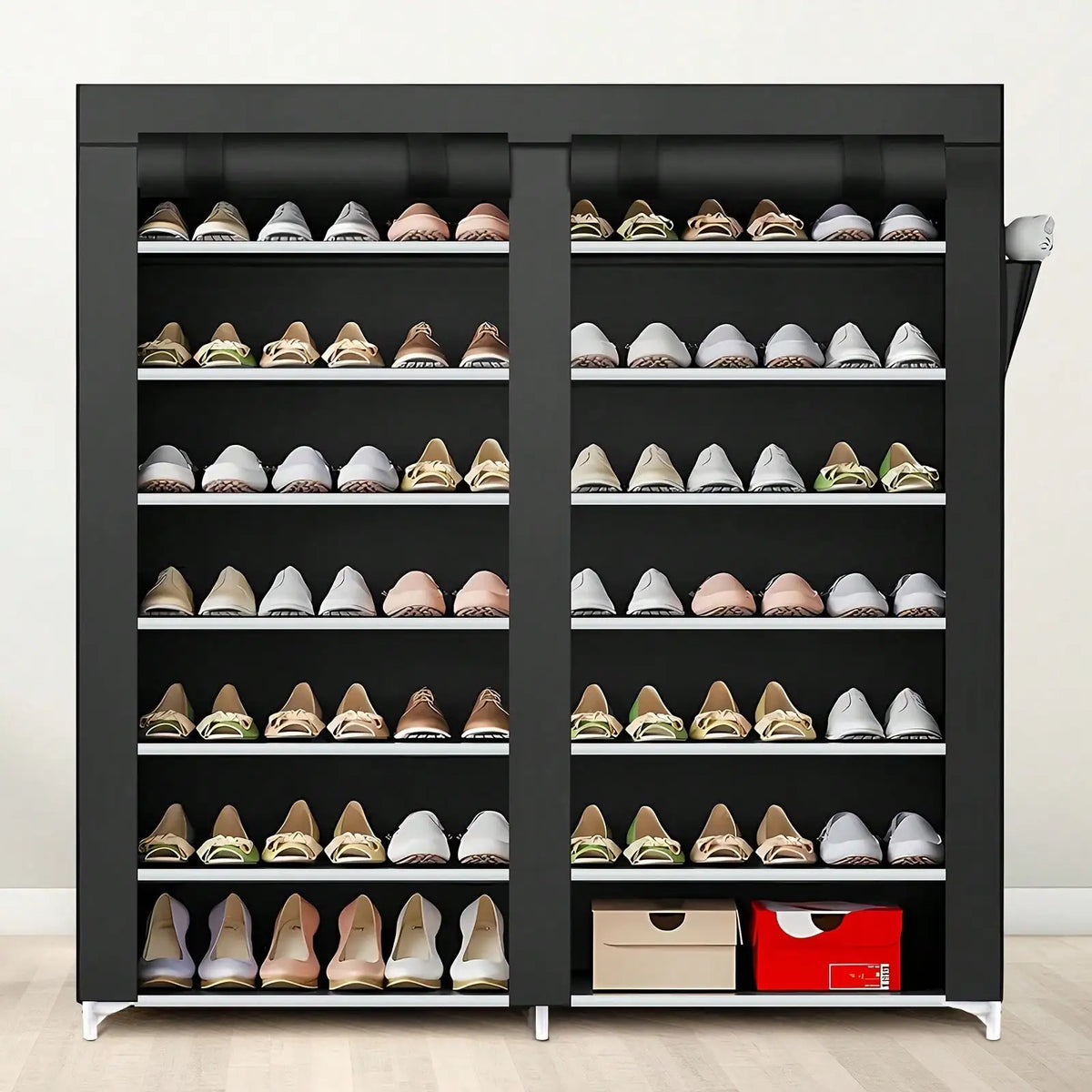 Double Row Dustproof Shoe Storage Rack Organizer for Entryway