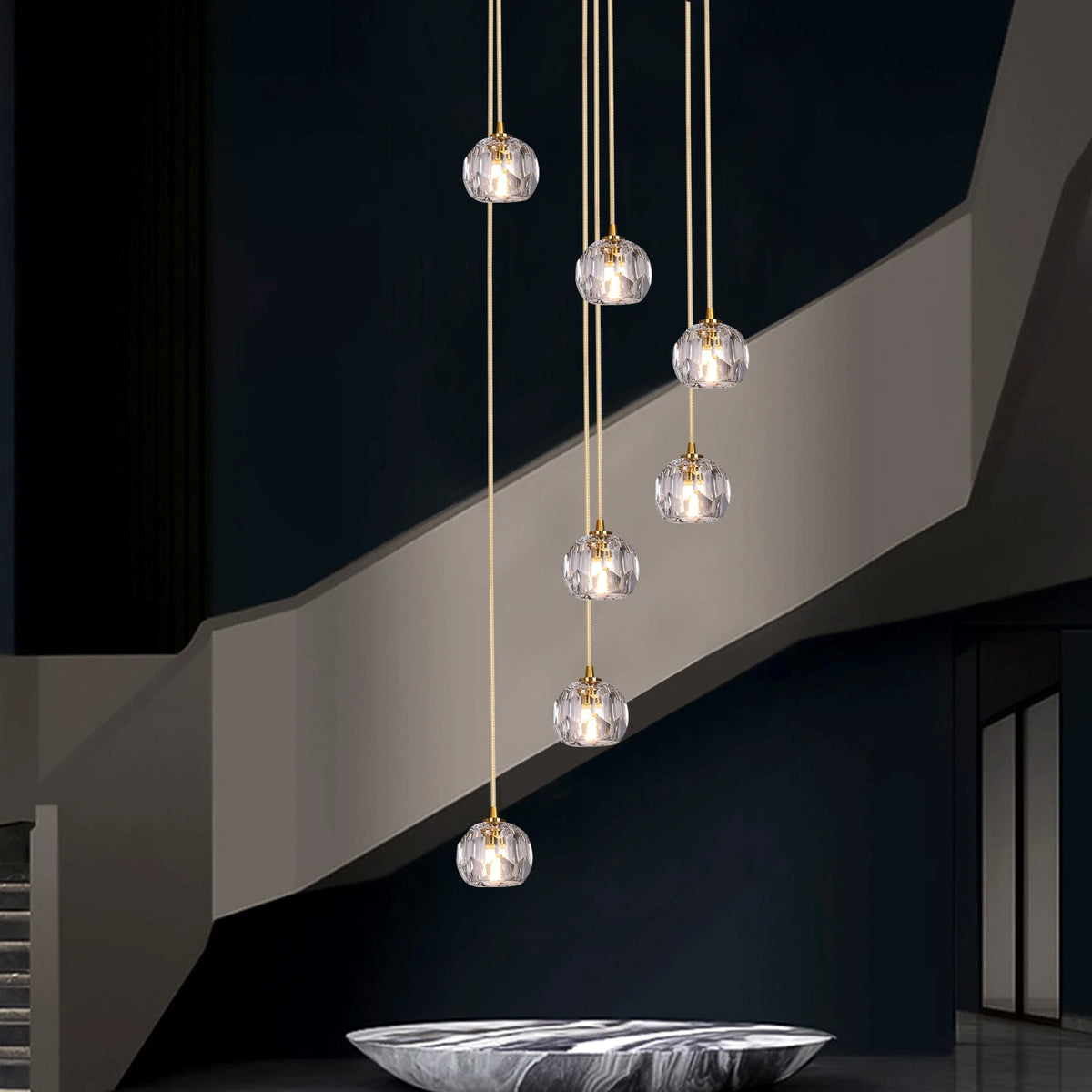 VETRULUS Modern LED Crystal Ball Pendant Light Chandelier