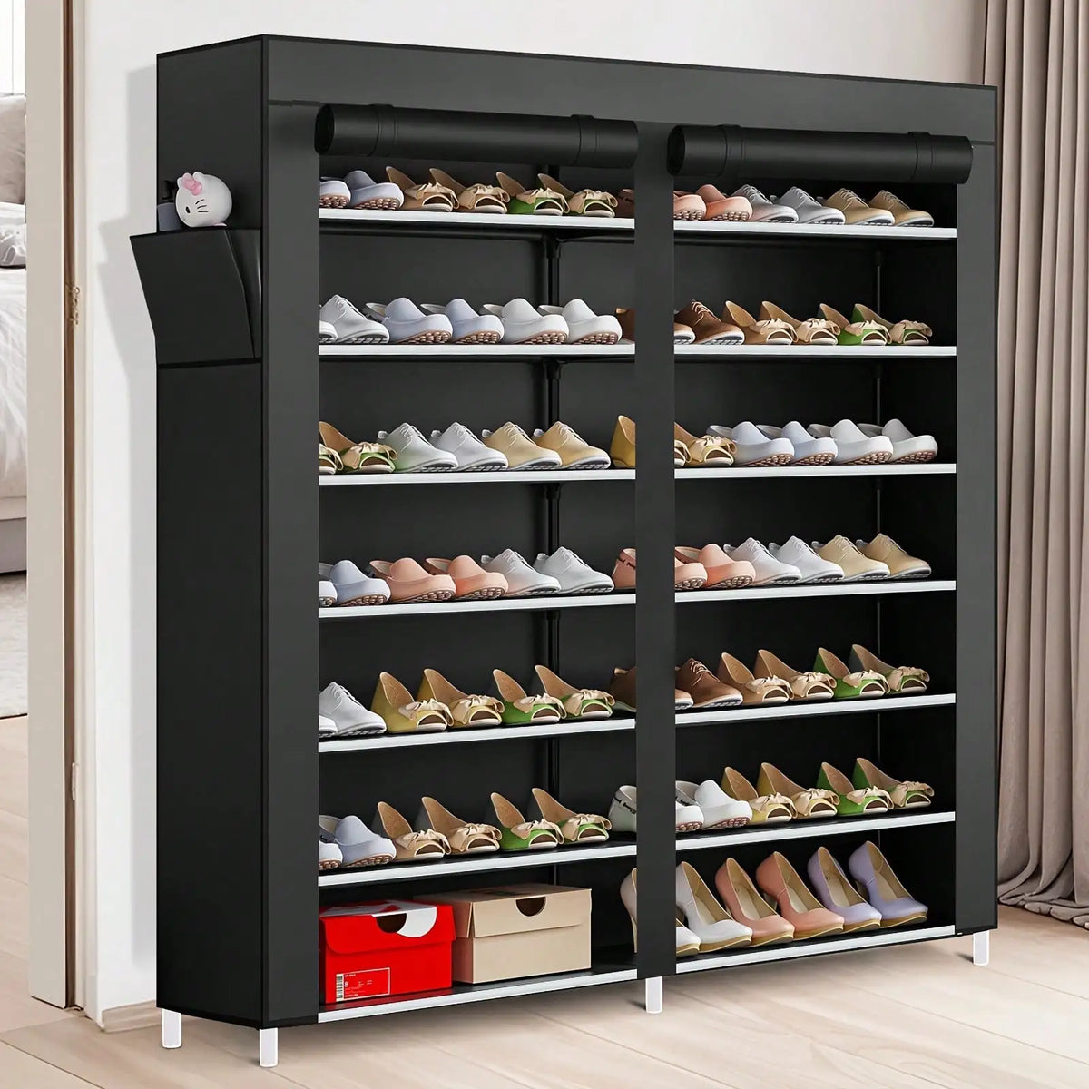 Double Row Dustproof Shoe Storage Rack Organizer for Entryway