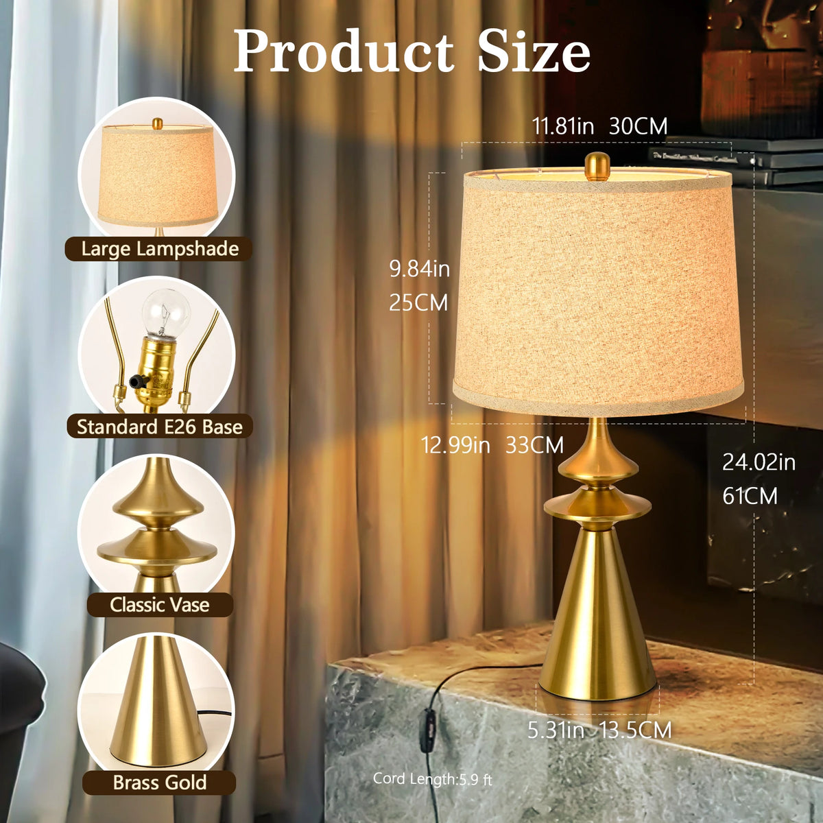 Modern Table Lamp Iron Base For Living Room And Bedroom