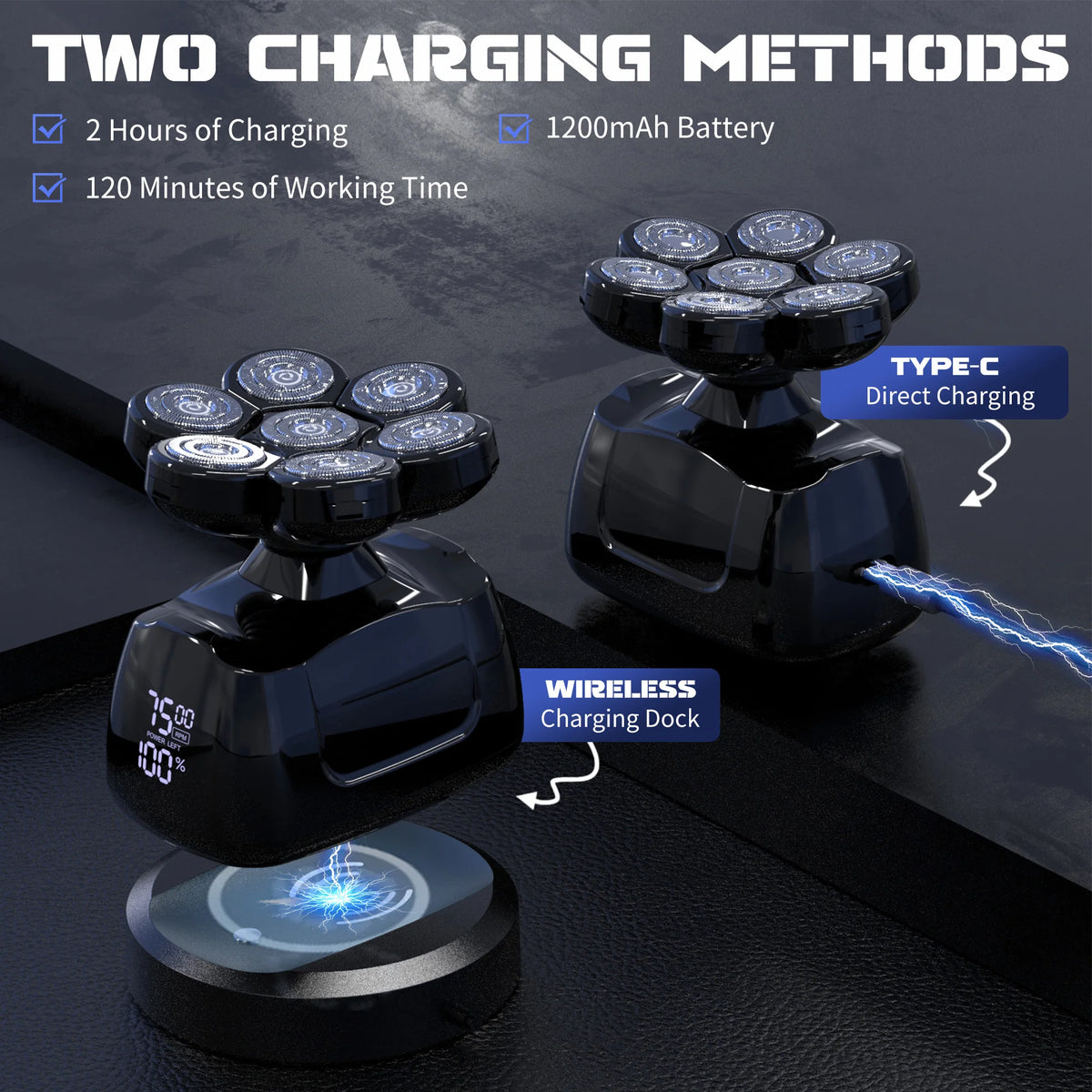 SEJOY 7D Magnetic Floating Head Shaver For Men USB Rechargeable