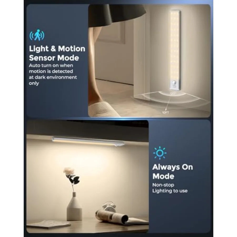 Under Cabinet Lighting - 10.5" Motion Sensor Light Indoor, Magnetic Wireless Closet Lights, Dimmable Led Night Light, Rechargea