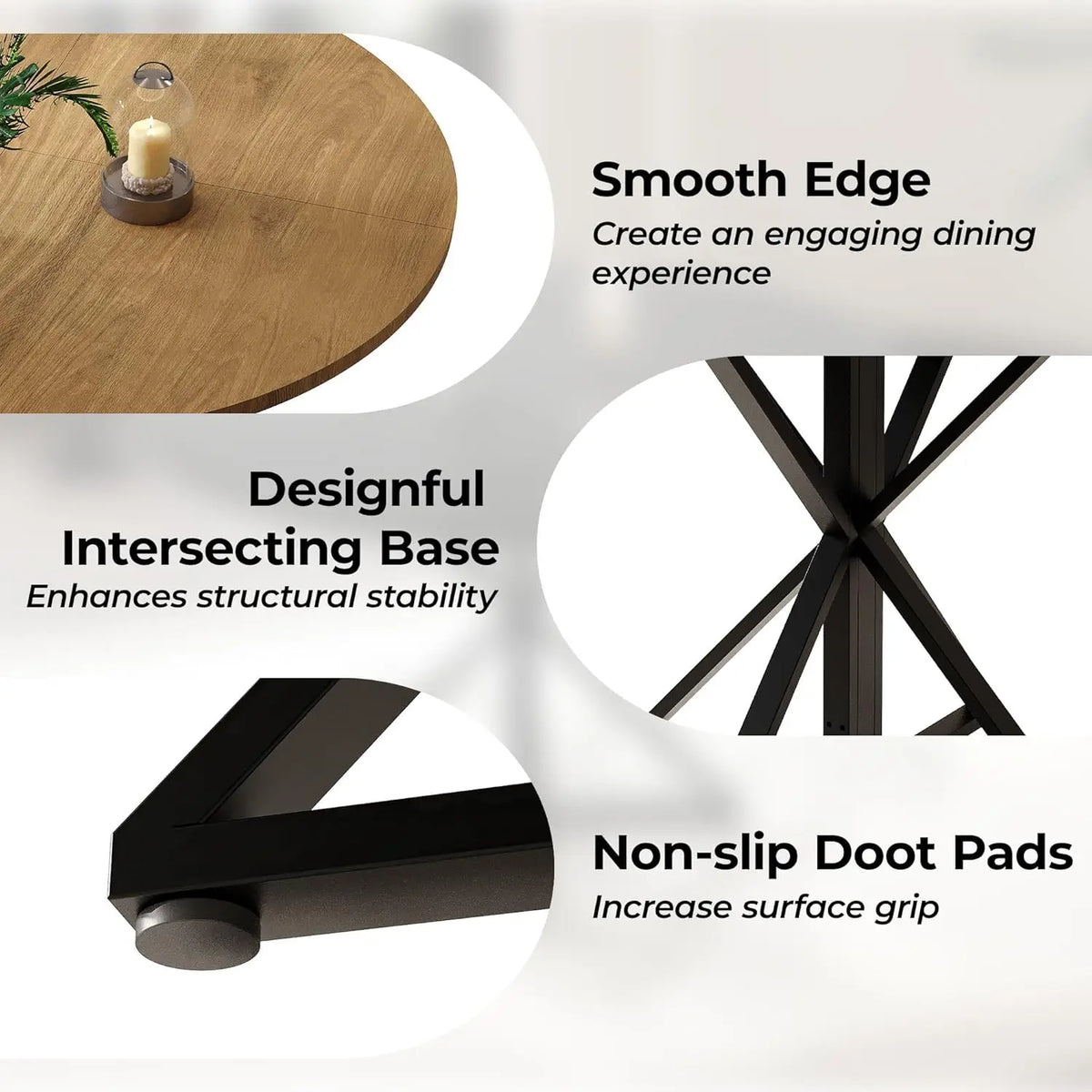 TWISTER.CK Round Dining Table Wood Top Metal Pedestal