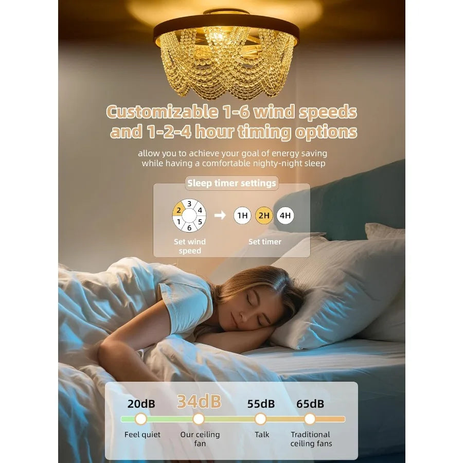 20 Inch Boho Ceiling Fan with Light Bohemian Ceiling Fans with Lights Remote Control Enclosed Caged with 6 Speeds for Bedroom N