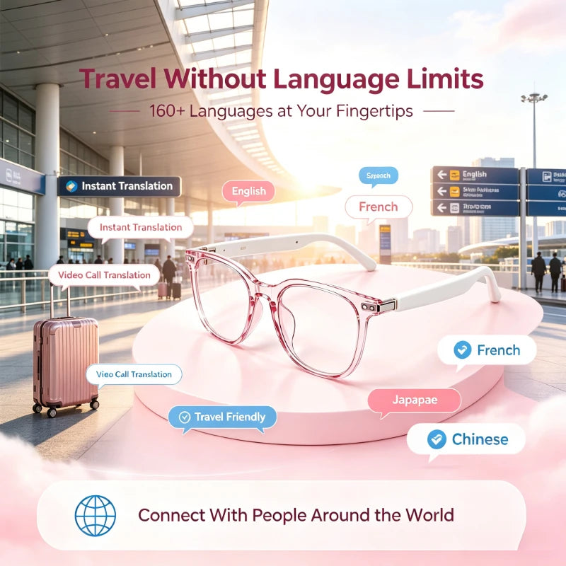 Smart AI Translator Glasses With Bluetooth Audio And Camera