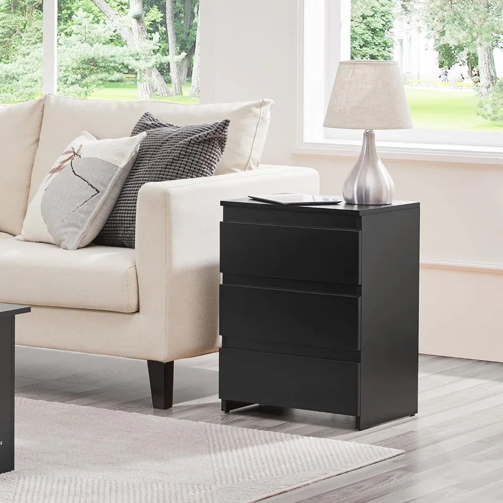 Set Of 2 Wooden Nightstands With 3 Drawers For Bedroom