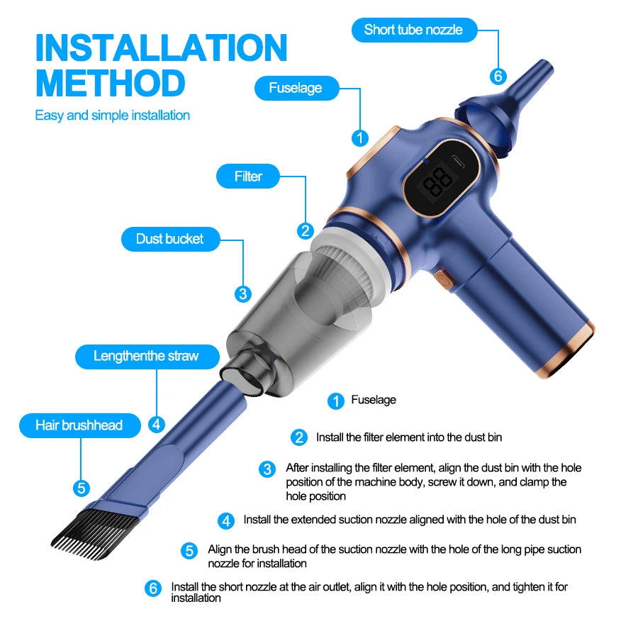 Home Appliance Portable Powerful Handheld Vacuum Cleaner, Long Battery Life Suitable for Cleaning Car and Home Debris
