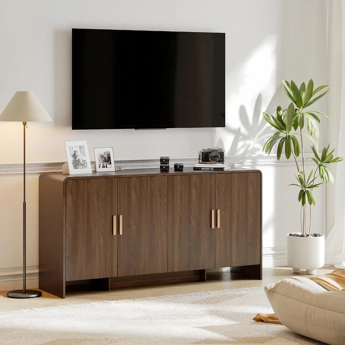 ONBRILL Mid-Century Wood Sideboard Cabinet With Adjustable Storage