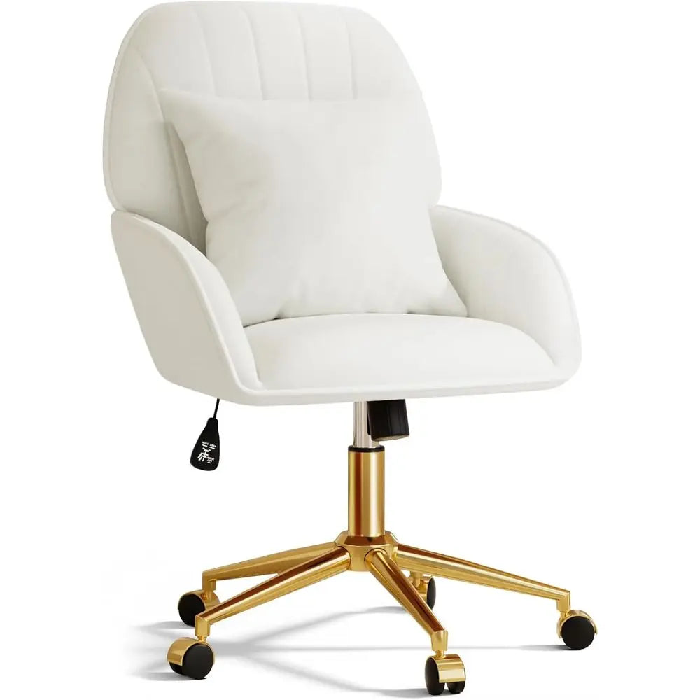 Home Oice Desk Chair Comy with Adjustable Swivel Wheels, ern Velvet Makeup Vanity Chair with Back & Pillow, Ergonomic Oice Chair