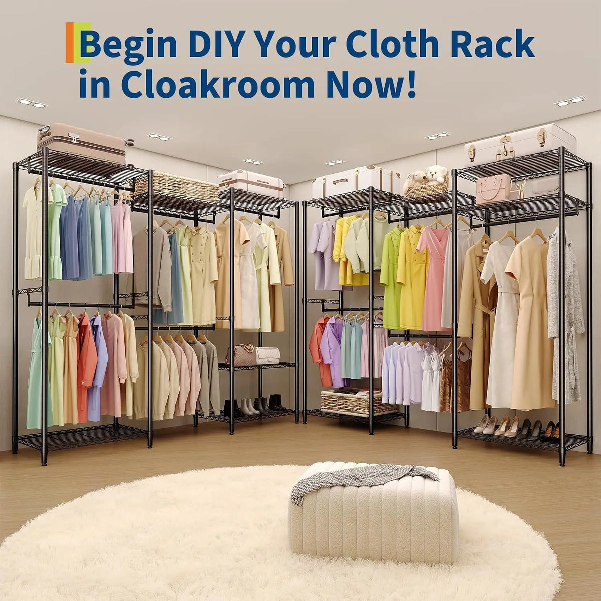 Garvee Freestanding Coat And Hat Rack With Five Hanging Bars