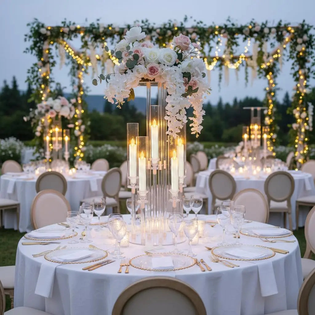 Vincigant Clear Acrylic Candelabra 5 Arm Led Candle Holder
