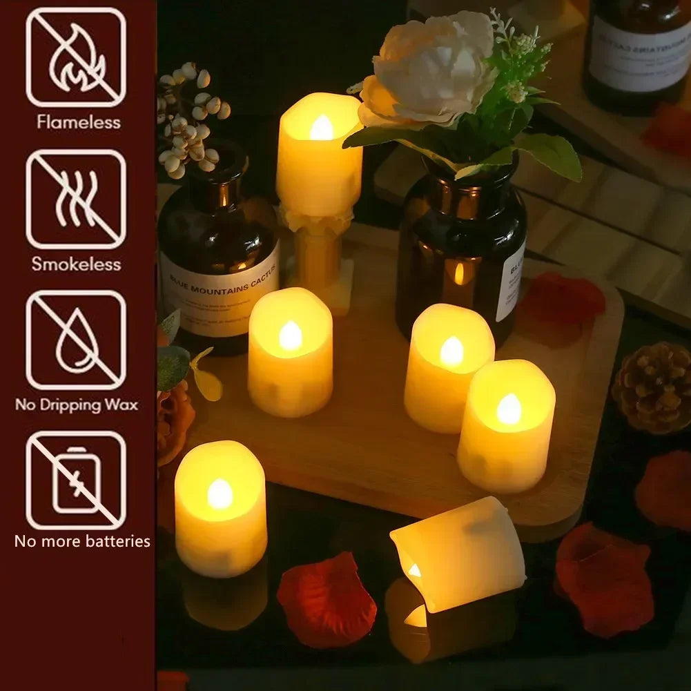 Rechargeable LED Candle Set With Timer Remote Flickering Flames USB
