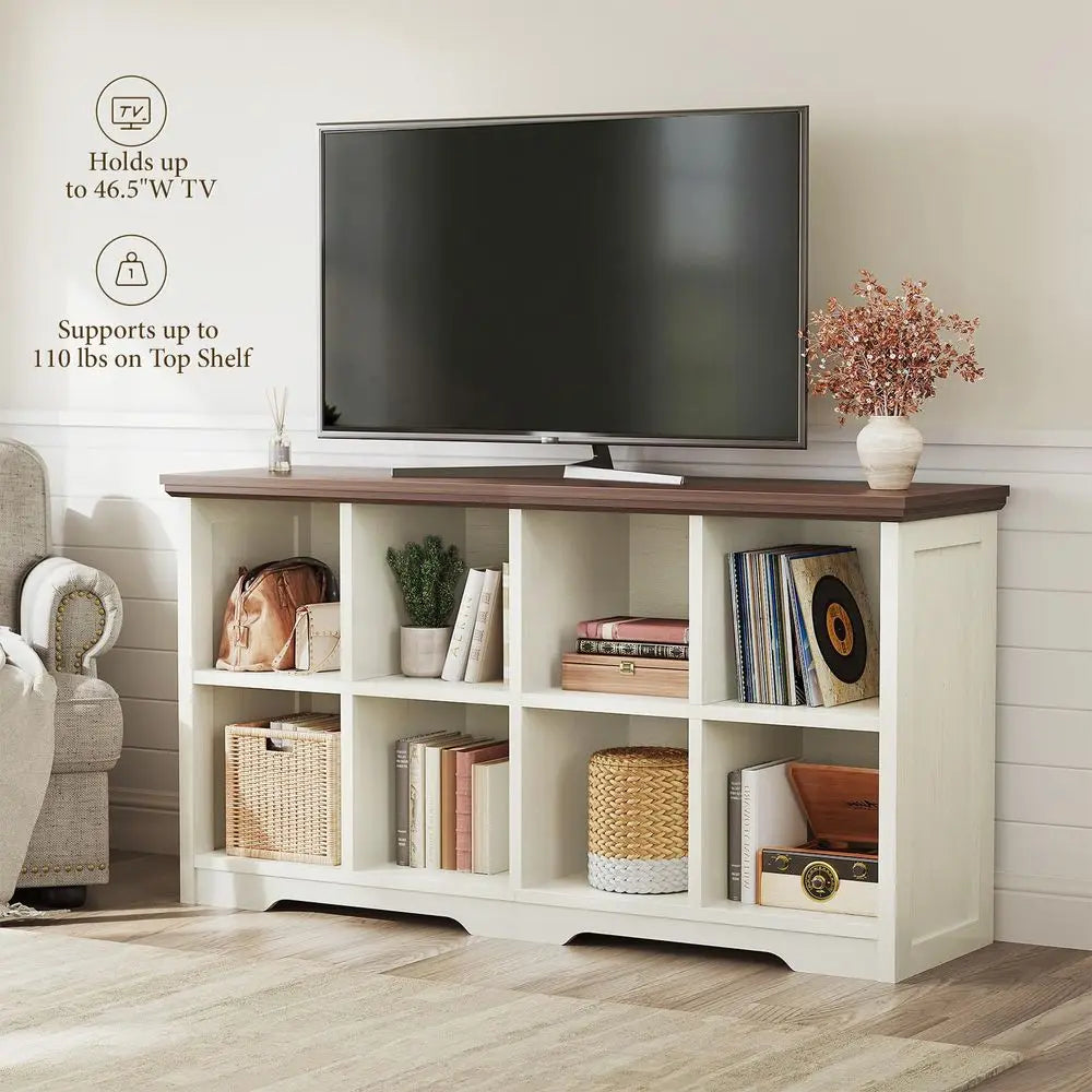 8 Cube Organizer Bookcase, Modern Farmhouse Open Shelf for Storage Bins amp Decor, Display Bookshelf Console Closet for Living