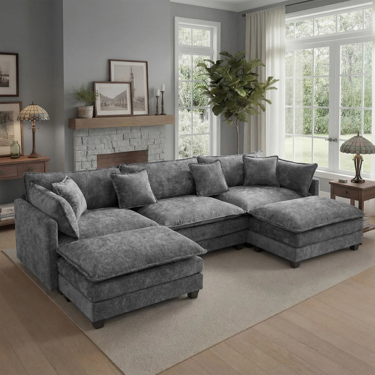 Redlife Modular Sectional Sofa With Ottoman Deep Seat Cloud Couch